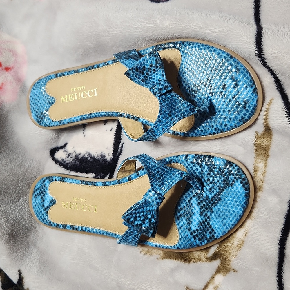 🚨Sesto Meucci blue snake skin flip flop, Size 10🚨